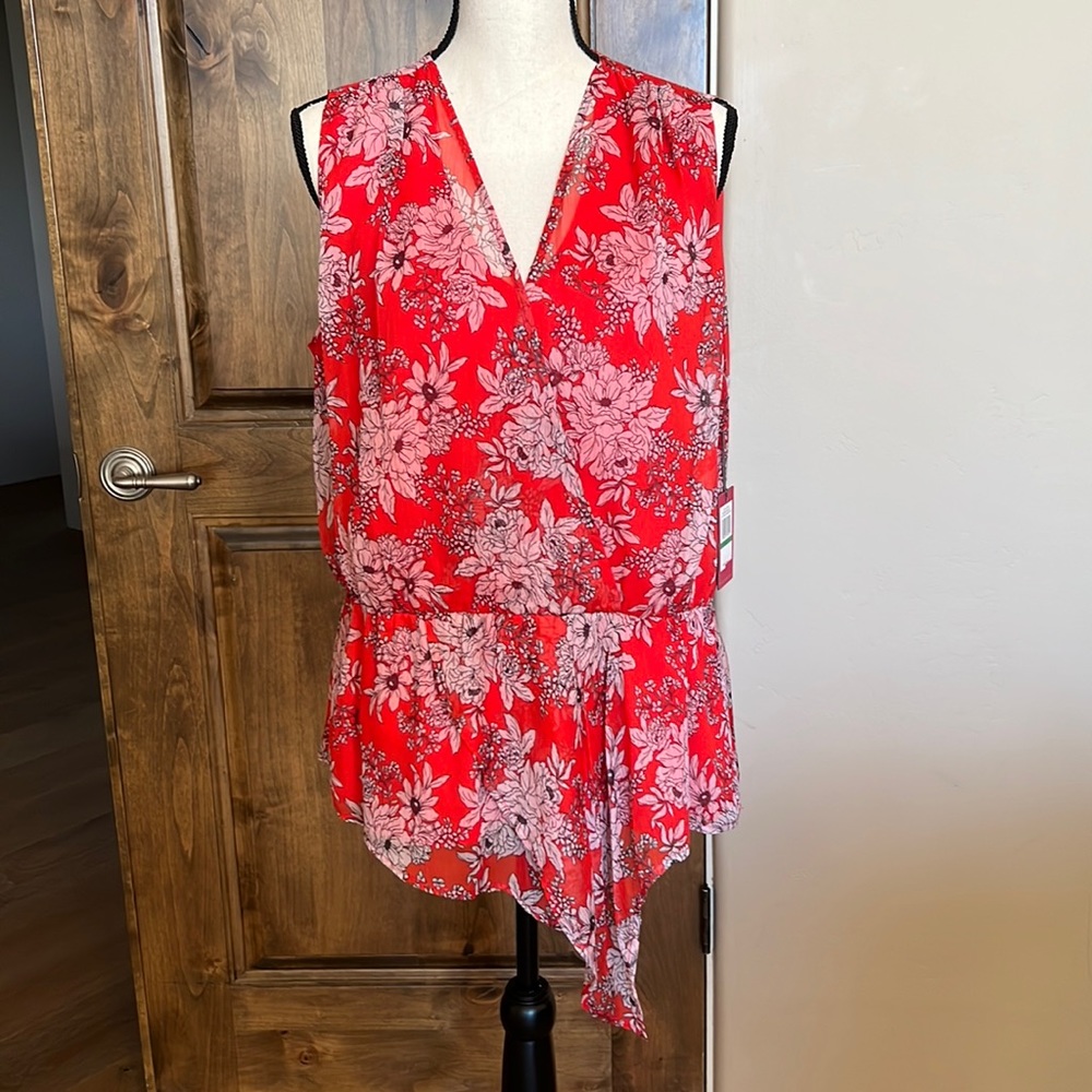 Vince Camuto Red Floral Blouse